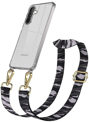 EAZY CASE Handykette - Verstellbares Taschenband kompatibel mit Galaxy A56, Schulterriemen, Handykordel mit Silikon Hülle, Umhängetasche, Grau Camouflage Gold