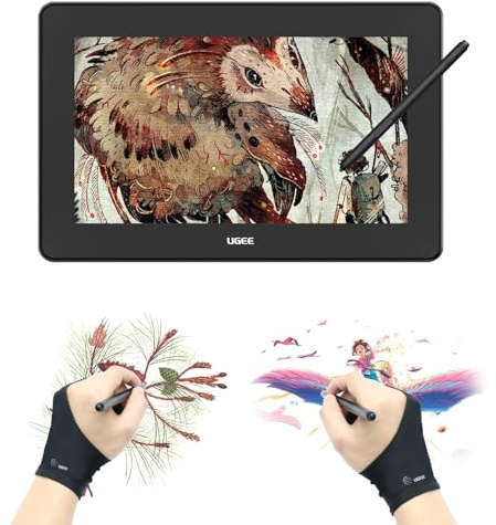 UGEE U1600 FHD-Zeichenmonitor-Tablet mit 15,4''-Bildschirm, voll laminiertes Grafiktablett-Stift-Display 90% NTSC-kompatibel mit Windows/Mac/Android/Linux/OSU