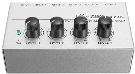MX400 mélangeur Au-dio Mono Micro Mix professionnel 4 canaux analogique famille Mini adaptateur de son Compact Portable for DJ KTV Artistes et groupes(3000W)