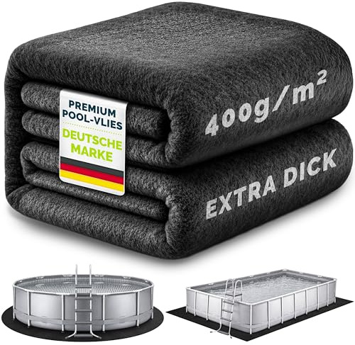 tillvex® Premium Pool Unterlage Rechteckig 480x250cm | Bis 450x220cm Pools | Geotextil Bodenplane mit 400g/m² | Bodenschutzvlies zuschneidbar Schwimmbecken | Reißfeste Poolunterlage Bodenschutzmatte