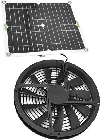 Solar Panel Fan Kit 10 Inch 12W Waterproof Solar Powered Fan Round Ventilation Exhaust Fan for Chicken Coop Greenhouse Shed Pet House Window Air Circulation No Battery Storage