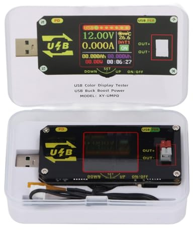 USB Tester con Schermo LCD 1,44 Pollici, Misuratore di Tensione e Corrente USB3.0, Test Capacità Batteria e Ricarica Veloce - Alta Precisione, Display Vivid e Funzioni Avanzate