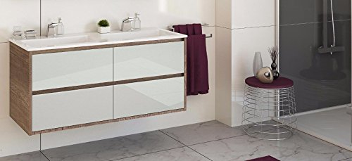 naka24 Badmöbel Set Cristal 120 cm Badezimmer MIT DOPPELWASCHBECKEN Eiche/GRAU (Waschtisch)