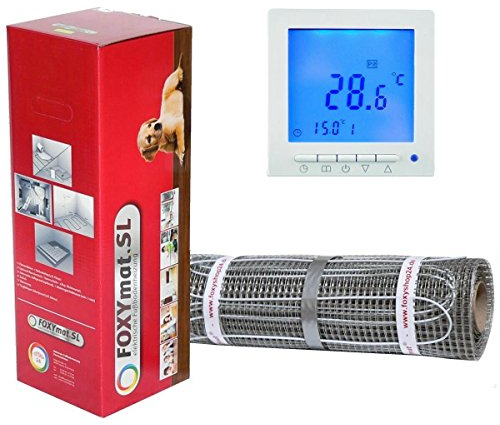 elektrische Fußbodenheizung FOXYMAT.SL (160 Watt pro m²) mit Thermostat QM-BLUE, 2.0 m² (0.5m x 4m)