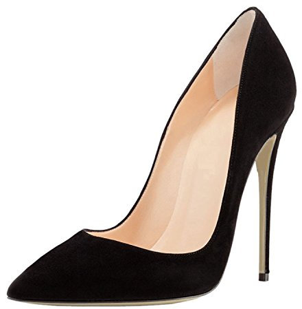 Soireelady Donna Tacco Alto Elegante Scarpe de Moda Décolleté a Punta Taglia Nero EU38