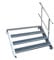 4 Stufen Stahltreppe mit einseitigem Geländer/Breite 70 cm Geschosshöhe 55-85cm / Robuste Außentreppe/Wangentreppe/Stabile Industrietreppe für den Außenbereich/Inklusive Zubehör