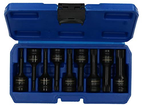 9pc Impacted Male Deep Spline Triple Square Socket Set 1/2 Drive M5 - M18