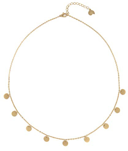 Happiness Boutique Damen Kette mit Mehreren Plättchen in Goldfarbe | Kette Runde Anhänger Geometrischer Schmuck