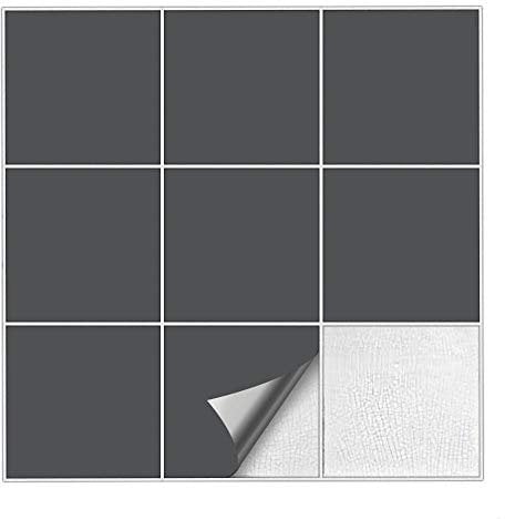 Kiwistar Adesivi per piastrelle, colore grigio scuro, satinato, 20 x 20 cm, 100 pezzi, piastrelle adesive