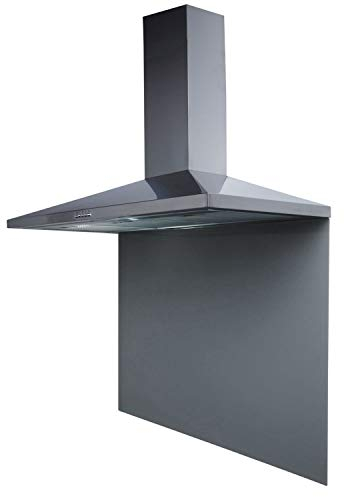 SIA 100cm Stainless Steel Chimney Cooker Hood Extractor & Grey Glass Splashback