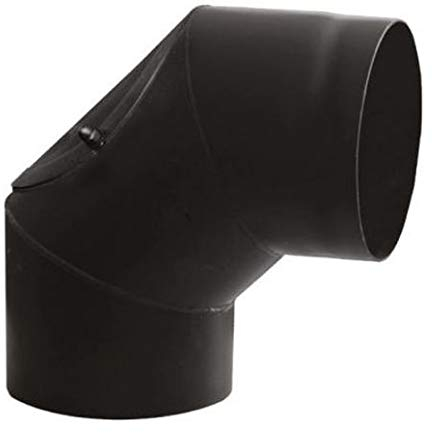 Ofenrohr Knie Winkel Bogen 90° mit Tür Stahlrohr Abgasrohr Senotherm Schwarz 2mm Heizung Rauchrohrbogen (200mm)