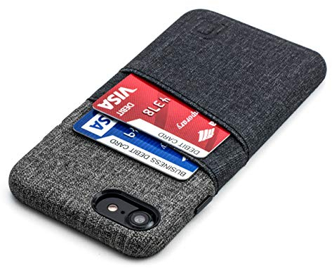 Dockem iPhone SE 3 (2022), SE 2 (2020) & iPhone 8/7 Funda Tipo Cartera con Placa de Metal para Montaje Magnético & 2 Ranuras para Tarjetas (Luxe M2, Negro & Gris)