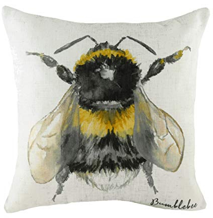 Evans Lichfield Species Bumblebee Kissen mit Federfüllung, 43 x 43 cm, Weiß