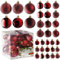 Prextex Red 36-Piece Shatterproof Christmas Ball Ornament The Perfect Glitter Balls, Christmas Tree Baubles Christmas Decorations, Exquisite Xmas Combo of 36 Christmas Balls and Shape Styles