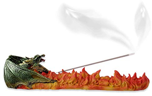 mtb more energy Deko Räucherstäbchenhalter ''Dragon Flame'' - Drachen Aschefänger - Länge 27 cm - Fantasy Figur Dekoration