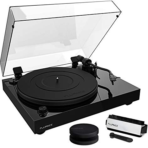 Fluance RT82 Reference High Fidelity Vinyl Turntable Record Player with Ortofon OM 10 Cartridge, Speed Control Motor, Record Weight, 3 in 1 Stylus and Record Cleaning Vinyl Accessory Kit