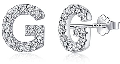 Buchstabe Ohrringe Silber 925, Initiale G Kleine Ohrringe für Mädchen Damen Geburtstag