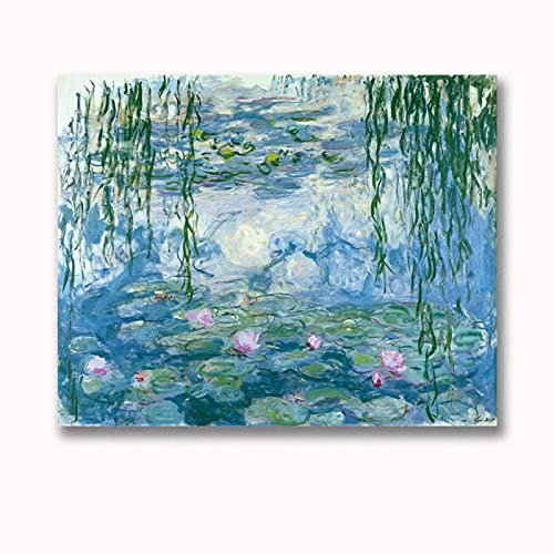 SXKJ Seerosen von Monet Reproduktion Poster und Druck Leinwand Malerei Wandkunst Bilder für Wohnzimmer Schlafzimmer Wohnkultur 50x70cm Rahmenlos