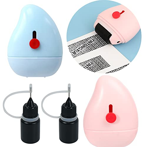 2 Stück Rollstempel für die Verhinderung von Identitätsdiebstahl + 2 Nachfülltinten, Identität Diebstahl Prävention Stempel, Rollstempel für Identitätsdiebstahl, Rollender Sicherheit Stempel