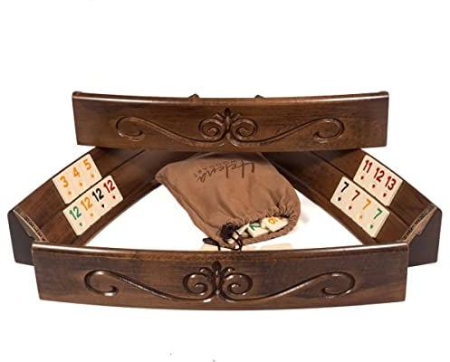 Helena Wood Art, Handgefertigtes Oval Rummy Set aus Holz inklusive Tasche, Okey Takimi, 100% Holz, Luxus Edition, Okey Spiel, Türkisch, Rommycup, Rummy Set