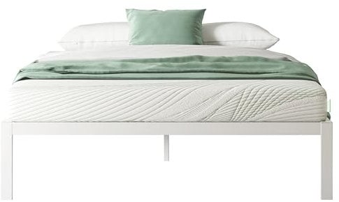 Novilla Metallbett Metallrahmenbett mit Lattenrost Bettgestell Für Erwachsene Kinder Jugendliche 135x190 cm Weiß