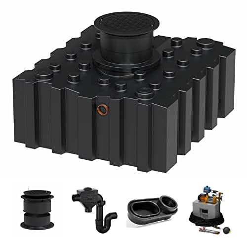 Zisterne Flachtank 3000 Liter Komfort IV inkl. Ausgleichsdom, Deckel, Regenwasserfilter mit Siphon, beruhigtem Zulauf und Regenwasserpumpen-Set - Regenwasserbehälter bzw. Regenwassertank unterirdisch