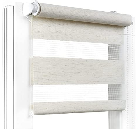 Fenster DEKOR - Rollos für Fenster Bahamabeige - Klemmfix Rollo ohne Bohren 120 x 60 cm - Doppelrollo mit einer breiten Auswahl an Größen und Farben - Blickdichte Rollos, einfach zu montieren