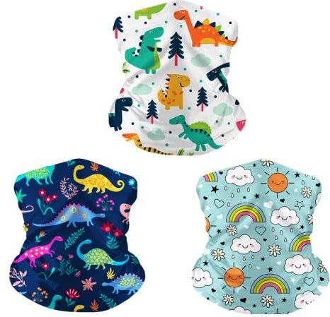 Freesom Lot de 3 Tour de Cou Enfant Leger Garcon Fille Licorne Ete Polaire Foulard de Couverture Visage Cache Cou Col Bandana Écharpes Cagoule Elastique Respirant Anti-solaire Sport Vintage Cadeau