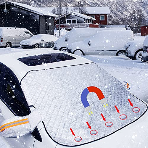 Windschutzscheibenabdeckung, 145 * 113cm Eisschutz Auto Frontscheibe mit 5 Magnet, Frostschutz Auto Scheibenabdeckung,Faltbare Auto Abdeckung für Sommer Winter