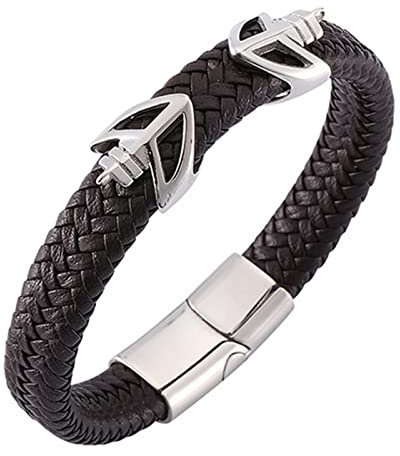 Whoiy Bond Touch Armband für Paare, Armband Herren Segeltau Leder Pfeil Geflochtenes Lederarmband Korbgeflecht für Männer 16.5cm