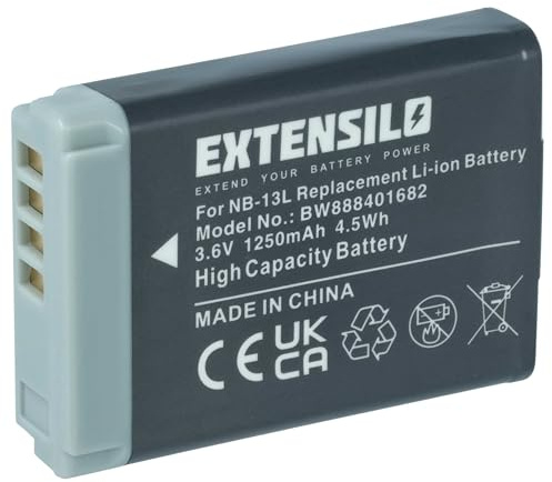 EXTENSILO Akku Ersatz für Canon NB-13L | für Kamera (1250 mAh, 3,6 V, Li-Ion)