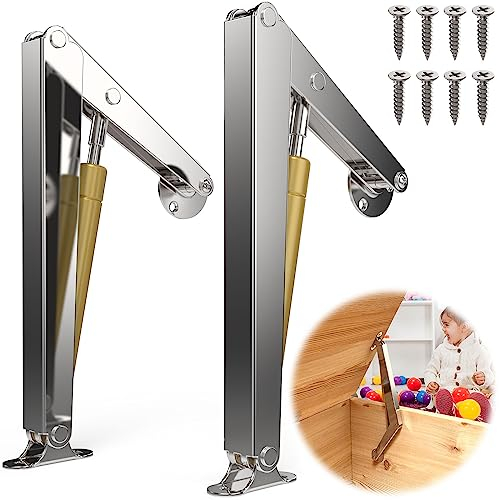 2 Stück Deckel-Stützscharniere, sanft schließend, Spielzeugbox-Scharniere, 200 N Gasdruckfedern, strapazierfähig, sanft schließender Deckel, Scharniere für Holzkisten, Holzspielzeugbox, Hardware