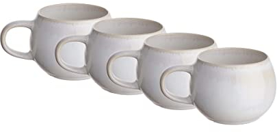 BUTLERS Keramik 4er-Set Tasse mit Henkel | Cappuccino- und Kaffeetasse 350 ml mit reaktiver Glasur