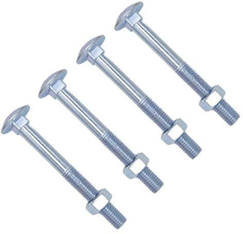 TERF® Bullone a testa tonda quadrata M10 x 140 mm e dado M10 (10 mm) x 140 mm, con dadi esagonali, confezione da 4