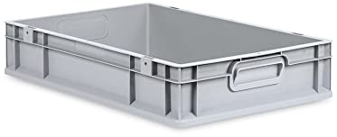 PROREGAL Eurobox NextGen Grip | HxBxT 12x40x60cm | 23 Liter | Griffe geschlossen | Glatter Boden | Grau | Eurobehälter, Transportbox, Transportbehälter, Stapelbehälter