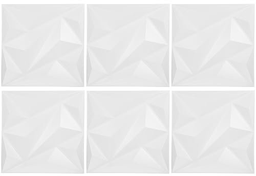 OSALADI 3D Paneling 6Pcs PVC 3D Wall Panel Diamond for Interior Wall Decor Decorative White Wallpaper 3D Textured Wall for Residential and Commercial Interior Decor 3D Diamond Wall Panel