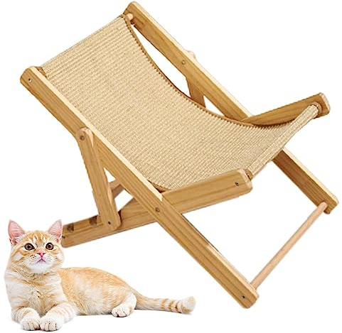 Katzen Hängematte Stuhl | 1/2 Stück Cat Sisal Chair | 4-stufig Höhenverstellbares Katzenhängematte Katzen Bett für Hauskatzen | Erhöhtes Katzenbett Lounge-Sessel Home Deko für ca. 10kg Haustiere