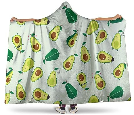 wsrgvab Niedliche Avocado-Hoodie-Decke, tragbare Überwurfdecken für Couch, Decke, mit Kapuze für Kinder, Teenager, Männer, Frauen