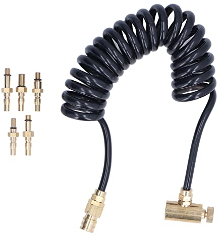 Psytfei Remote Coil Hose Extension Brass Adapters with Airsoft Adapter Set Charging Systems for Green Gas Bottle Canister 1500psi