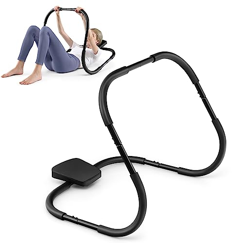 GOPLUS Bauchmuskeltrainer, AB Roller Bauchtrainer mit gepolsterter Kopfstütze, Sit Up Trainingsgerät tragbar aus Stahl, Fitnessgerät für Zuhause, Fitnessstudio & Büro, 73 x 73 x 64 cm, Schwarz