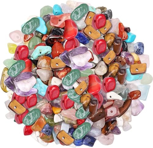 Prettme 500 Stück Edelsteinperlen 7 Chakra Kristall Perlen zum Auffädeln Kristall Steine Perlen für Armbänder, 5-8 mm Gebohrt Edelsteine für DIY Ketten Ohrringe Schmuck Machen Crafting