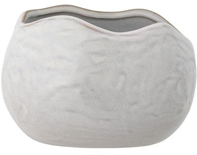 Bloomingville Pennie Collection Pot de fleurs blanc en gr�s �maill� au design organique, parfait pour la d�coration de plantes d'int�rieur, finition mate, 16,5 x 11 x 13 cm, unique avec variation de