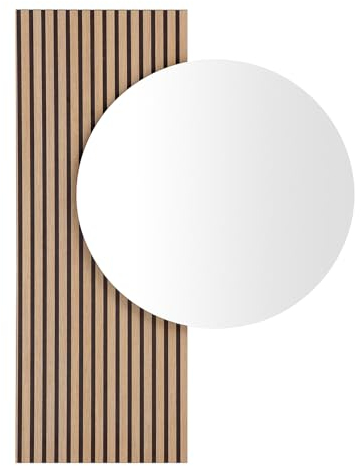 Lomadox Garderobenspiegel Flurspiegel in schwarz, Akustikpaneel-Optik, Modern