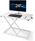 Aconcept Extra-Slim 24 x 14 White Lift Standing Desk Converter, Manual Keyboard Mouse Stand or Adjustable Height Sit Stand up Desk Riser, Compact for Monitor or Laptop Workstation