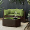 SECOLI Balkonmöbel Set für kleinen Balkon Balkon Sofa Gartensofa Rattan Sofa Balkon Lounge Klein Lounge Sofa Garden Sofa Rattan balkonmöbel Gartenlounge klein-Braun und Grün-3-tlg