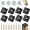 12 Non-Slip Black Square Rubber Feet for Outdoor Furniture - Protects Wooden Chairs & Desk Stools