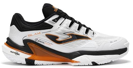 Joma Pádel Zapatilla Slam Blanco Negro, 37-47 - Suela Reactive Ball Que Absorve Impactos y Evita Torsiones en Articulaciones
