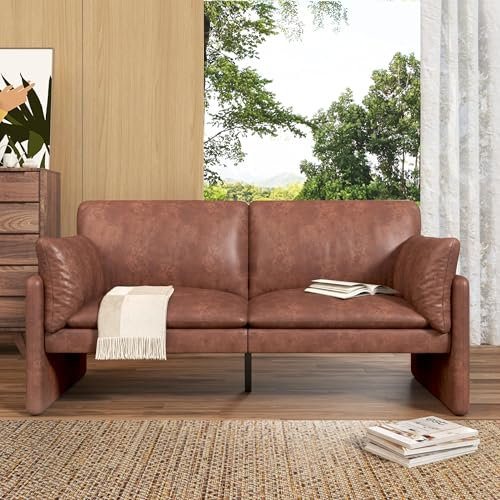 UNIONLINE 3 Seater Sofa, 172 cm, Ledersofa, Couch, groß, modernes Liebessitz-Sofa, 2-3-Sitzer für Wohnzimmer, Schlafzimmer, Wohnung, Home Office, Braun