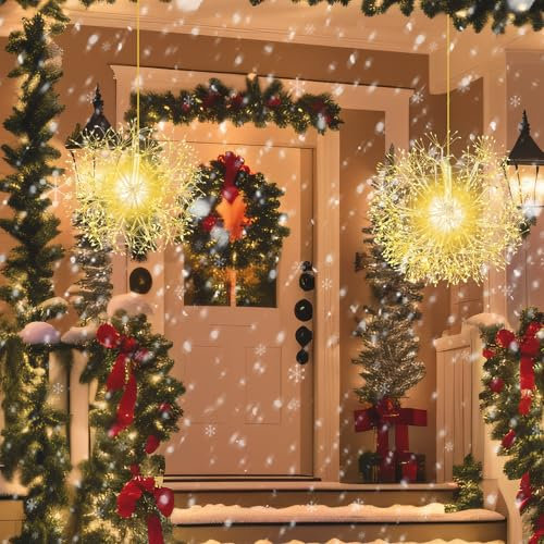SOARS 2er Set Leuchtkugel Weihnachten, Feuerwerk Lichter hängend, Led Kugel mit 1488 LED-Lichtern, Weihnachtsdeko Lichterkette Weihnachtsbeleuchtung für außen & innen
