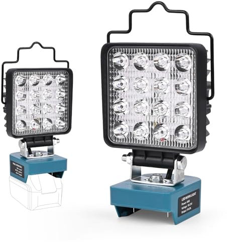 Gerbala Luce da Lavoro a LED per Makita 18-21V, 48W 4800LM, Faro LED Ricaricabile, Faretto a Batteria con Tipo C/USB, Protezione da Bassa Tensione, per Riparazione Auto, Cantieri (Senza Batteria)